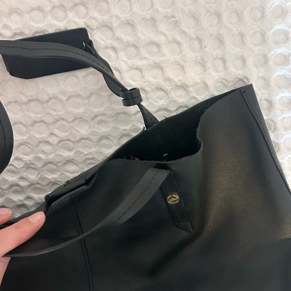 J. Crew Black Genuine Leather Tote Bag